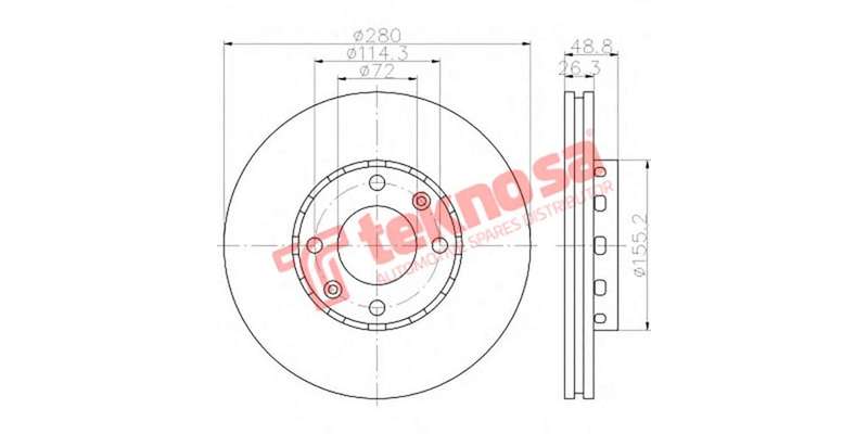Brake Disc Kia Carens Ii 1.8 02 2.0Cdi 04 (Front Vented)