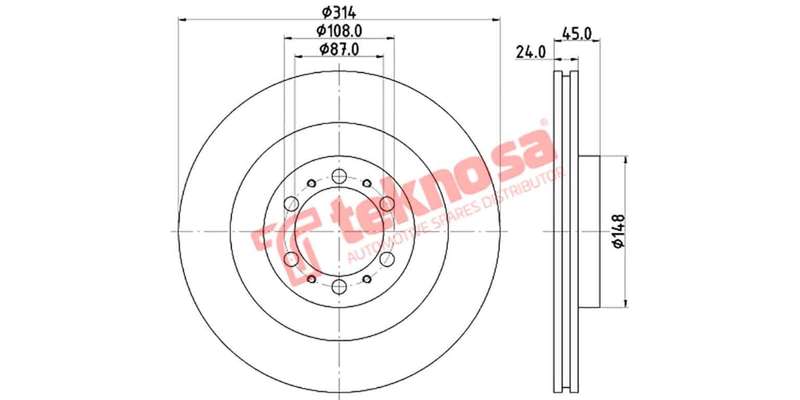 Brake Disc Mitsubishi Colt Pajero 99 08 (Front Vented)