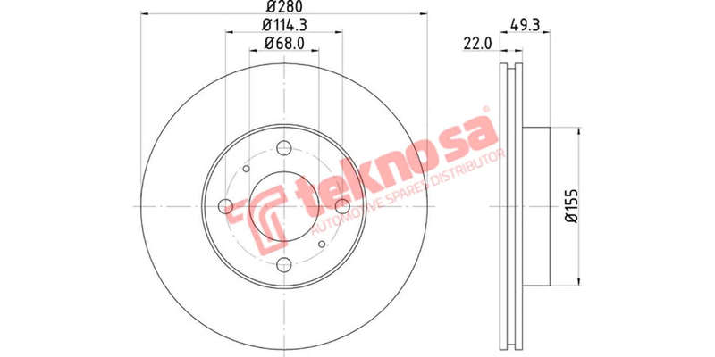 Brake Disc Nissan Almera 1.6 1.8 00 (Front Vented)