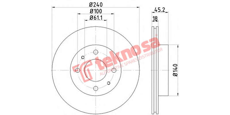 Brake Disc Nissan Sentra Sabre 1.4 1.6 90 (Front Vented)