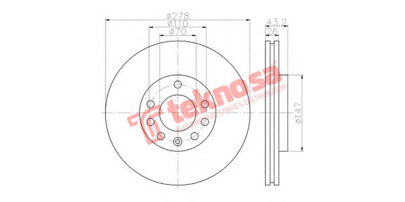 Brake Disc Opel CoRear Solida 1.7L Dti 09 (Front Vented)