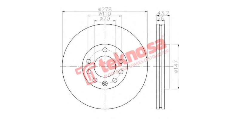 Brake Disc Opel CoRear Solida 1.7L Dti 09 (Front Vented)