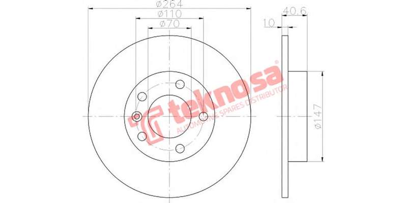 Brake Disc Opel CoRear Solida D 1.4 1.6 11 (Rear Solid)