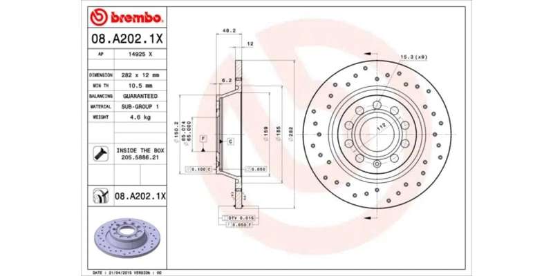 Brake Disc Rear (2 In Box) Drilled Vw Golf Passat Cc Audi A3 Vw Golf 5&6 Audi A3 8P Q3 (Brembo 08...