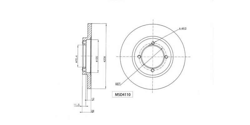 Brake Disc Solid Front Nissan 120Y,1400 Ldv 1972 2008 (Single)