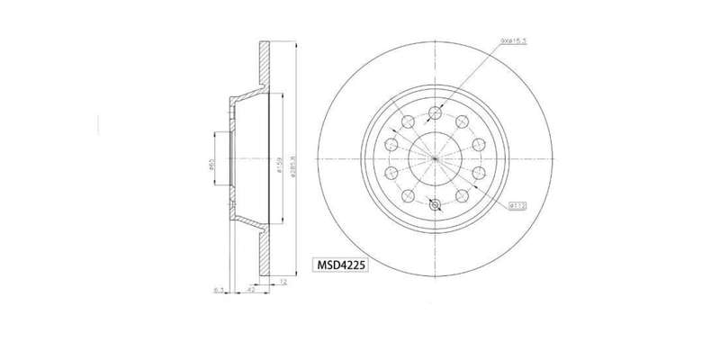 Brake Disc Solid Rear Audi A3,Q3,Seat Leon,Vw Cc,Eos,Golf 6,Passat,Tiguan,Scirocco,Touran 2005 > ...