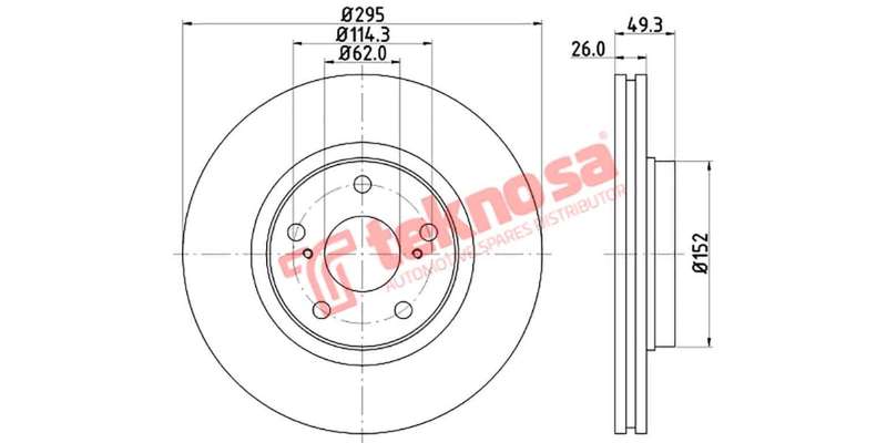 Brake Disc Toyota Corolla VeRear Solido Auris 07 (Front Vented)