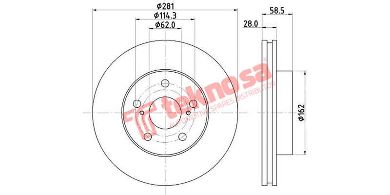 Brake Disc Toyota Hilux D4D 2.0 2.7D 05 (Front Vented)