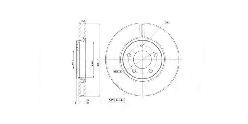 Brake Disc Vented Front Chrysler Grand Voyager 2.8,3.3 Enr,Ega 1997 2007 (Single)