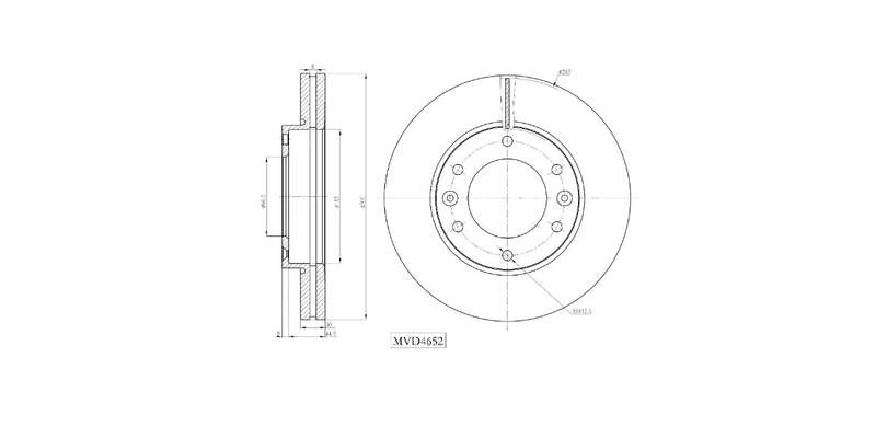 Brake Disc Vented Front Hyundai H1 2.4 Mpi,2.5Crdi 2009 2017 (Single)