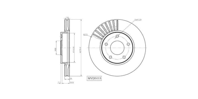 Brake Disc Vented Front Nissan Juke 1.2,1.5,1.6 2013> Sentra 2013> (Single)