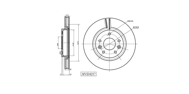 Brake Disc Vented Front Nissan Juke,Qashqai,Xtrail 2008> (Single)
