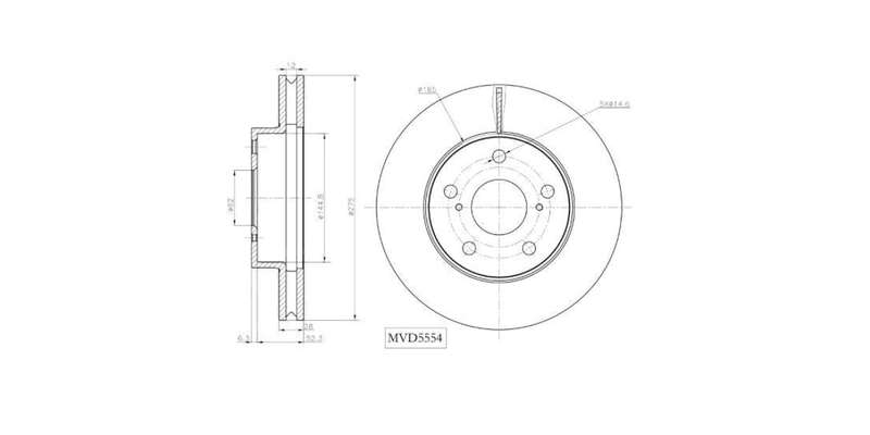 Brake Disc Vented Front Toyota Hilux 2.0 Sc Vvt,2.4 2016> (Single)