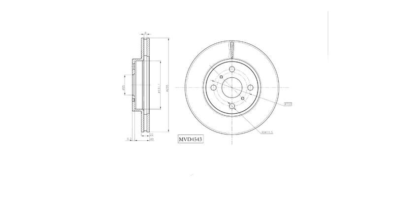 Brake Disc Vented Front Toyota Yaris 1.0,1.3,1.8 2005 2016 (Single)