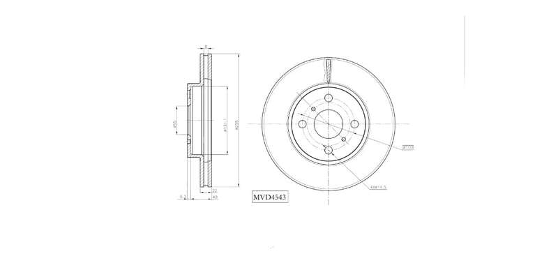 Brake Disc Vented Front Toyota Yaris 1.0,1.3,1.8 2005 2016 (Single)
