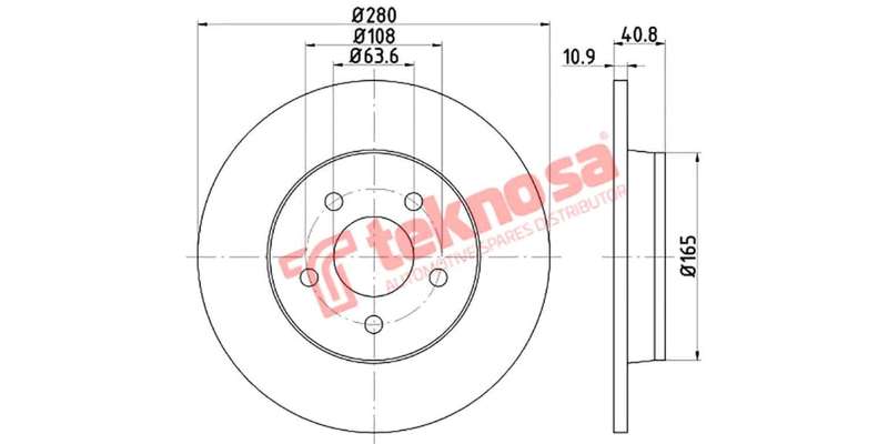 Brake Disc Volvo C30 C70 S40 V50 (Rear Solid)