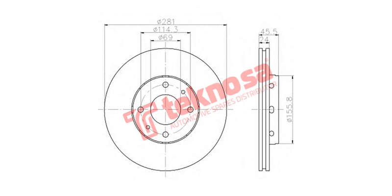 Brake Disc Volvo S40 V40 2.0 16V 97 (Front Vented)