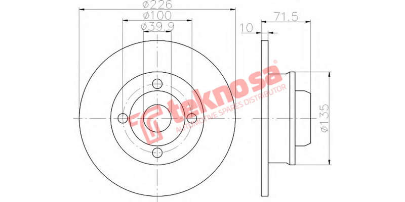 Brake Disc Vw Golf 2 3, Jetta 2 3 Passat 02 Polo 99 (Rear Solid)