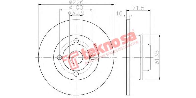 Brake Disc Vw Golf 2 3, Jetta 2 3 Passat 02 Polo 99 (Rear Solid)