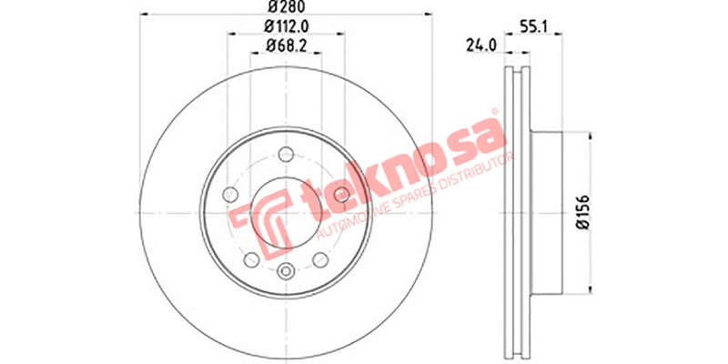 Brake Disc Vw Transporter 4 90 03 (Front Vented)