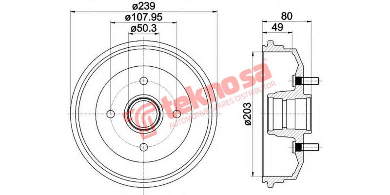 Brake Drum Ford Bantam Rocam Escort 1.4 1.8D