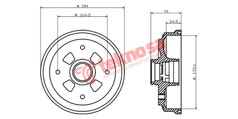 Brake Drum Ford Fiesta 89 Mazda Soho(Hub Drum)