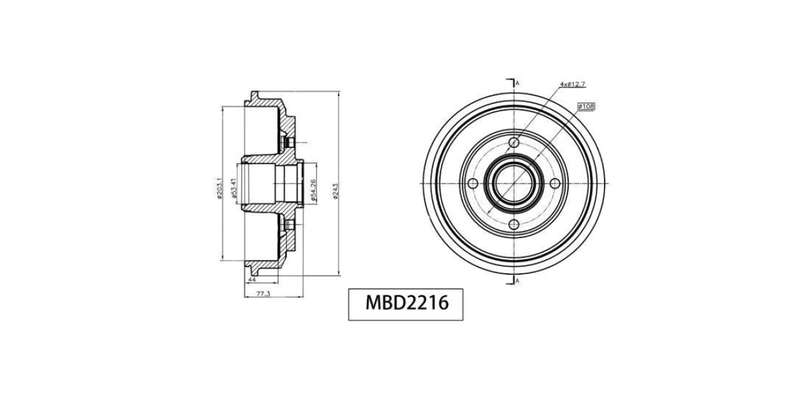 Brake Drum Rear Ford Fiesta[3][4] 1.0 Ecoboost,Figo 1.4I,Ikon 2009> (Single)