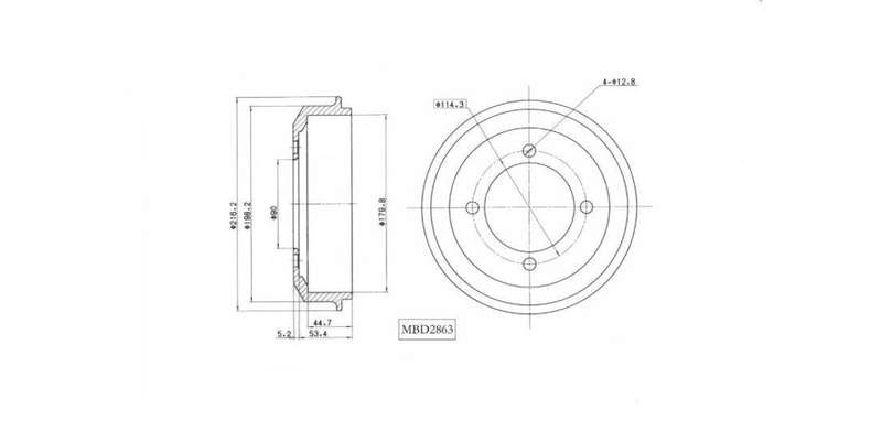 Brake Drum Rear Hyundai Accent I 1.3 1996 2000,Accent 2 2000 2002 (Single)