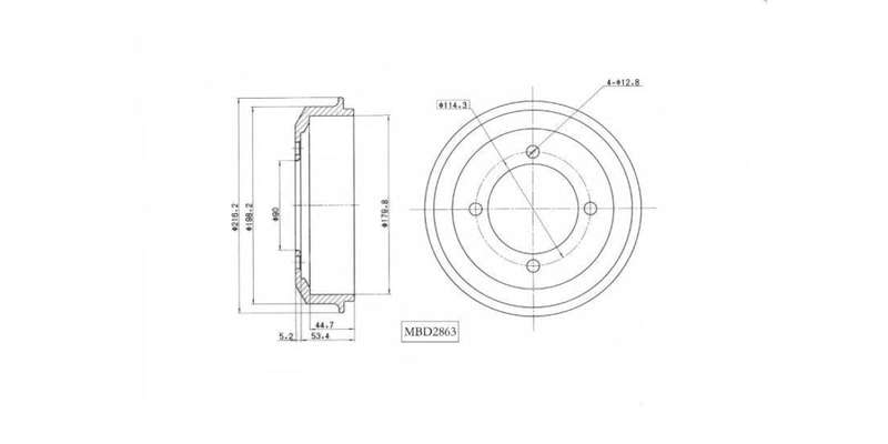 Brake Drum Rear Hyundai Accent I 1.3 1996 2000,Accent 2 2000 2002 (Single)