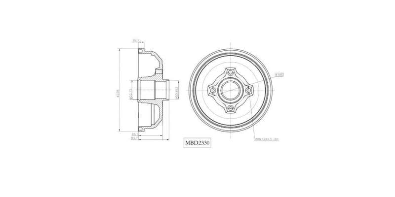 Brake Drum Rear Opel CoRear Solida Hatch,Sedan 2002 2010 (Single)