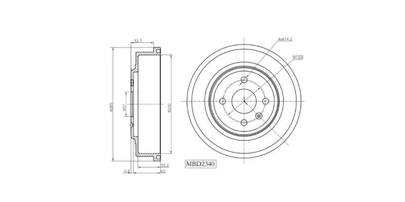Brake Drum Rear Opel CoRear Solida Ldv,Chev Utility,Opel CoRear Solida 2005> (Single)