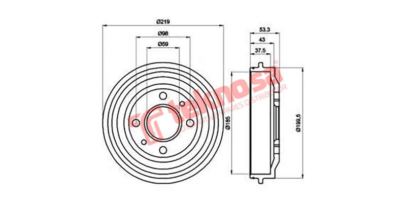 Brake Drum Uno Cento Fire Pacer 128 All