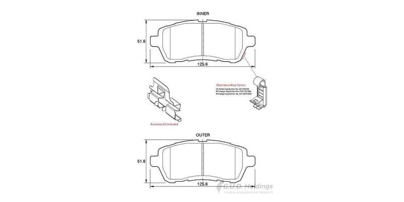 Brake Pads Front Daihatsu Sirion (05 14) Ford Figo (15 ) Mazda 2 (07 ) Suzuki Baleno (17 ) Toyota...