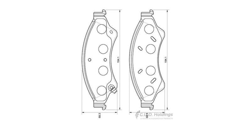 Brake Pads Front Ford Everest (15 ) Ranger (12 )Mazda Bt 50 (12 ) (SAFELINE D3945S) (SET LH & RH ...
