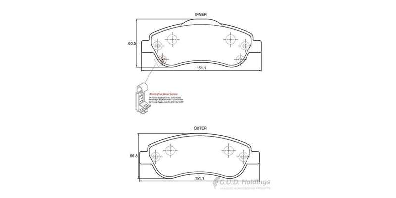 Brake Pads Front Honda Cr V (2006 2017) (SAFELINE D3707S) (SET LH & RH Wheel)