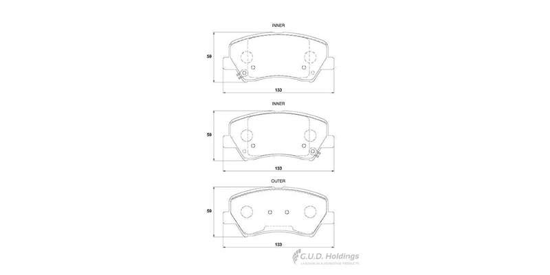 Brake Pads Front Hyundai Elantra (2011 ) I30 (12 ) Ix35 (10 ) Veloster (13 ) Kia Cerato [3] (2013...