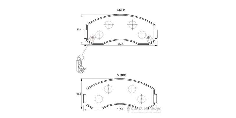 Brake Pads Front Hyundai H1 2.4 Mpi (2009 ) Kia K2700 2.7D Ldv (2001 ) (SAFELINE D3479S) (SET LH ...
