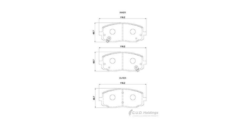 Brake Pads Front Hyundai I20 1.2 (2012 2014) (SAFELINE D4171S) (SET LH & RH Wheel)