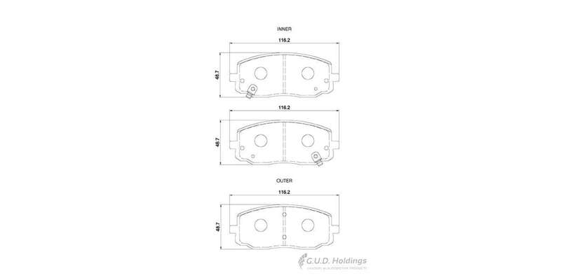 Brake Pads Front Hyundai I20 1.2 (2012 2014) (SAFELINE D4171S) (SET LH & RH Wheel)