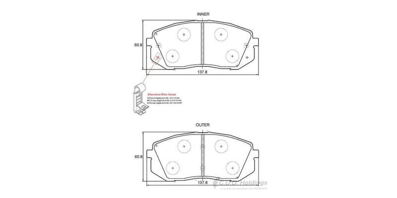 Brake Pads Front Hyundai Ix35 4X2 4X4 (10 16) Tucson [2] (15 ) Kia Soul [2] (15 ) Sportage [3] (1...