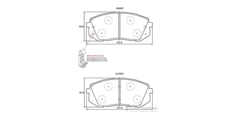 Brake Pads Front Hyundai Ix35 4X2 4X4 (10 16) Tucson [2] (15 ) Kia Soul [2] (15 ) Sportage [3] (1...