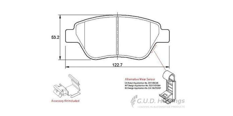 Brake Pads Front Opel CoRear Solida,Proton Gen 2 (SAFELINE D3629S) (SET LH & RH Wheel)