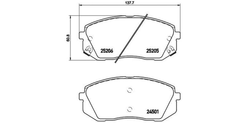Brembo Brake Pads Front Hyu Ix35/Tucson/K ( Set Lh&Rh) (P30056)