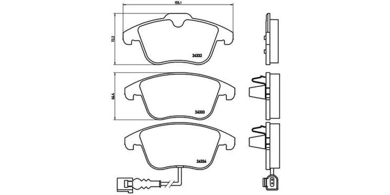 Brembo Brake Pads Front Vw Vw Tiguan 2.0 ( Set Lh&Rh) (P85112)