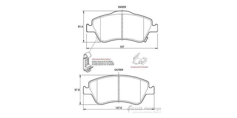 Brake Pads Front Toyota Auris Aurisx (07 15)Corolla (07 15) (SAFELINE D3587S) (SET LH & RH Wheel)
