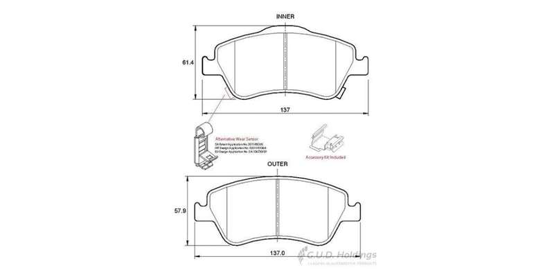 Brake Pads Front Toyota Auris Aurisx (07 15)Corolla (07 15) (SAFELINE D3587S) (SET LH & RH Wheel)