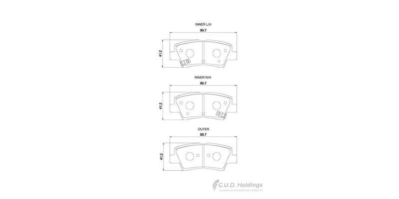 Brake Pads Rear Hyundai I20 [2] (15 ) I30 (12 ) Tucson (04 ) Veloster (13 ) Kia Cerato [3] (13 ) ...