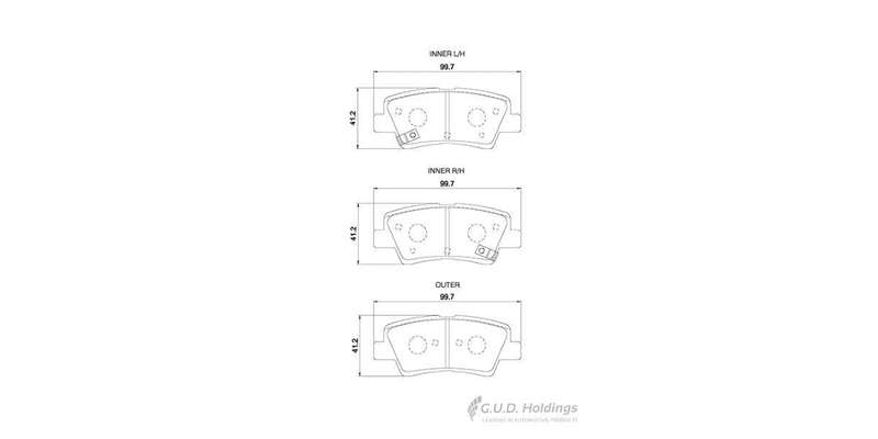 Brake Pads Rear Hyundai I20 [2] (15 ) I30 (12 ) Tucson (04 ) Veloster (13 ) Kia Cerato [3] (13 ) ...