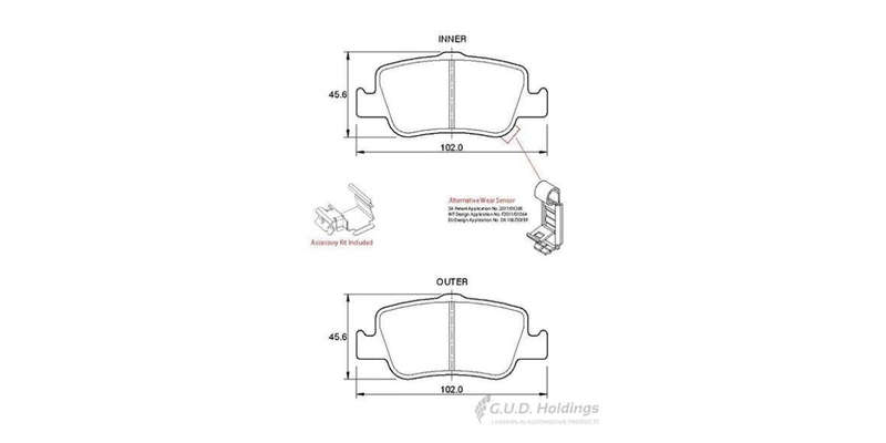 Brake Pads Rear Toyota Auris Aurisx (07 15)Corolla (07 15) (SAFELINE D3728S) (SET LH & RH Wheel)