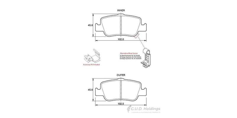 Brake Pads Rear Toyota Auris Aurisx (07 15)Corolla (07 15) (SAFELINE D3728S) (SET LH & RH Wheel)
